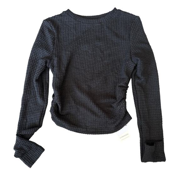 Commense Casual Everyday Stretch Knit Waffle Slim Top Black Small - Picture 2 of 5